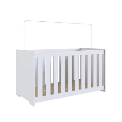 Berço Infantil Simples 133cm Com Regulagem De Altura E Grade Mdf Branco