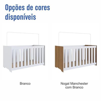 Berço Infantil Simples 133cm Com Regulagem De Altura E Grade Mdf Branco
