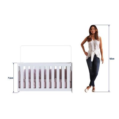 Berço Infantil Simples 133cm Com Regulagem De Altura E Grade Mdf Branco