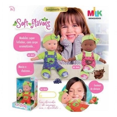 Boneca Fofinha Macia Soft Flavors Uva 29cm Milk 0645