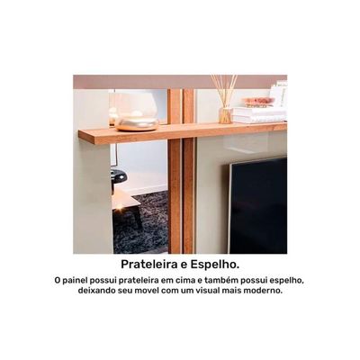 Painel Quarto P- Tv Até 60 Pol Treviso C- 1 Porta E Nicho 180x153cm Off White-cinamomo - Permóbili