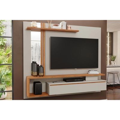 Painel Quarto P- Tv Até 60 Pol Treviso C- 1 Porta E Nicho 180x153cm Off White-cinamomo - Permóbili