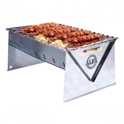 Churrasqueira Portátil Dobrável Inox Carvão Camping 1259a
