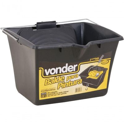 Balde Plástico Para Pintura 15l 38x37,5x25cm Preto Vonder