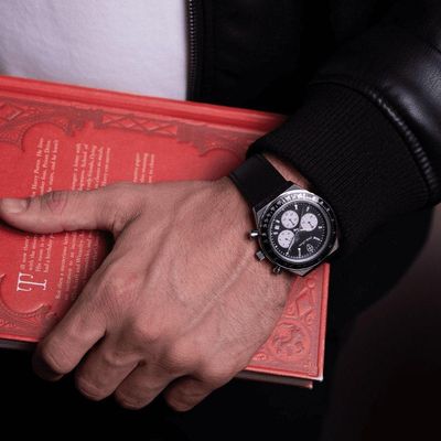Relógio Masculino London Leather Silver Black 43mm