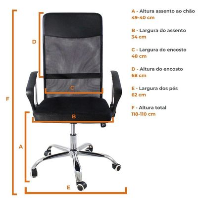 Cadeira De Escritório Nagano Tela Mesh Giratória
