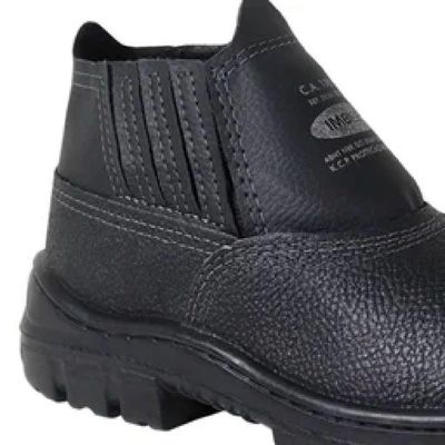 Botina Couro Preto Elásticos Sem Bico N°38 - 017827 - Imbiseg Botina Couro Preto Elastico Sem Bico Nº38 Imbiseg