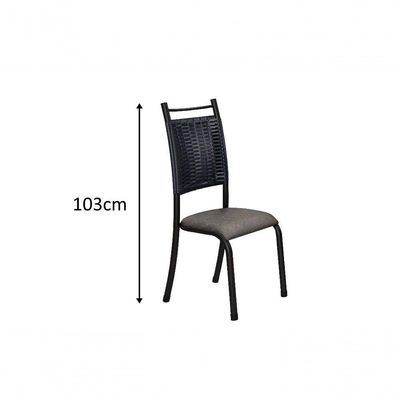 Conjunto Chicago 06 Cadeiras Com Base Tocantins Bm Tubulares Vidro Incolor-ratan Preto-courino 124