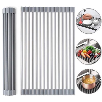 Escorredor De Pia Dobravel Portatil Aço Inox Tamanho 37x35 M