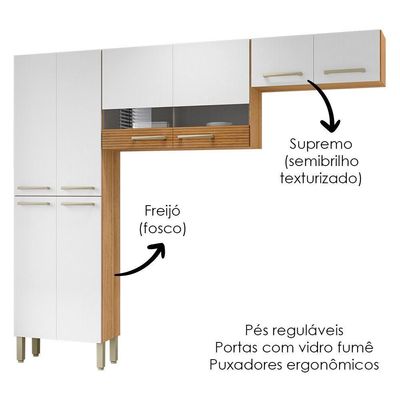 Cozinha 3 Pecas Nala 222 Cm Freijo Supremo Cp Ripado Freijo Ktp