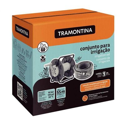 Conjunto Para Irrigação Tramontina Com Enrolador De Mangueira 9 Peças