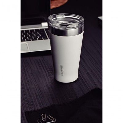 Copo Térmico Branco Em Aço Inox Tramontina Exata Com Tampa 550ml