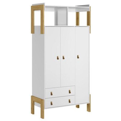 Berço Americano 4300 E Guarda Roupa Infantil 4375 Fantasia Branco Acetinado Com Colchão Ortobom – Qmovi