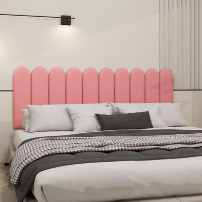 Cabeceira Design Nuvem 20x60cm King Size 10 Placas Em Suede Goiaba