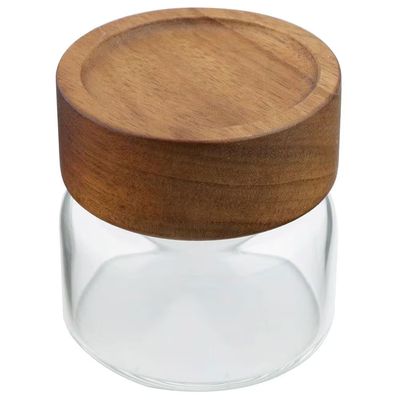 Porta Mantimento em Vidro Borossilicato e Tampa em Madeira Dynasty 100ml Transparente