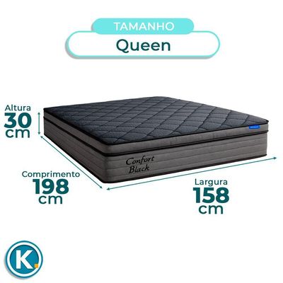 Cama Box Azul+cabeceira+colchão Queen Confort Black Ortobom