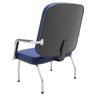 Cadeira De Escritório Recepção Com Braço Fixa Cromada Magno P03 Vinil Azul - Lyam Decor