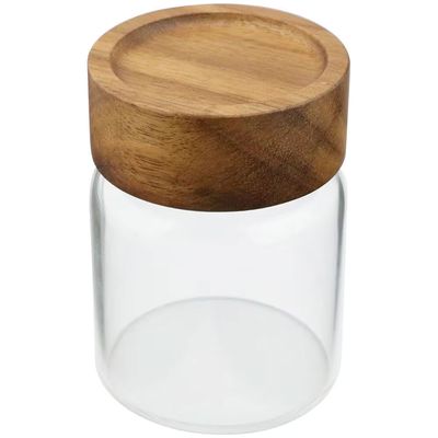 Porta Mantimento em Vidro Borossilicato e Tampa em Madeira Dynasty 150ml Transparente