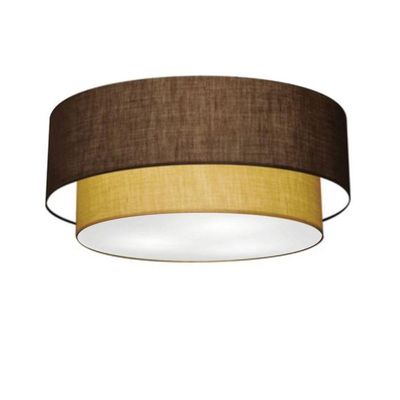 Plafon Duplo Cilíndrico Vivare Md-3065 Cúpula Em Tecido 80x70cm - Bivolt Café-palha 127/220v
