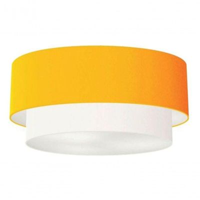 Plafon Duplo Cilíndrico Vivare Md-3024 Cúpula Tecido 60x50cm - Bivolt Laranja-branco 127/220v