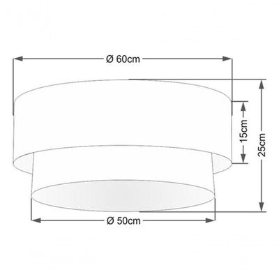 Plafon Duplo Cilíndrico Vivare Md-3024 Cúpula Tecido 60x50cm - Bivolt Laranja-branco 127/220v