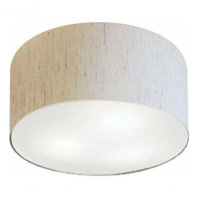 Plafon Cilíndrico Vivare Md-3048 Cúpula Em Tecido 50x21cm - Bivolt Linho Bege 127/220v