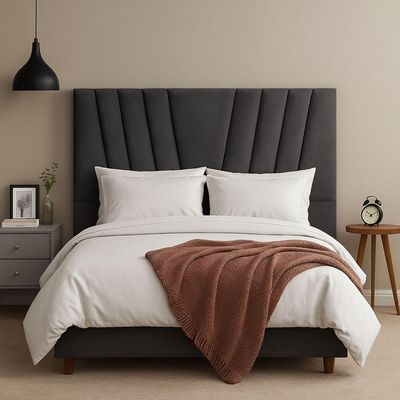 Cabeceira Cama Box Queen 160 Cm Joana Em Suede Com Frame Cinza Escuro