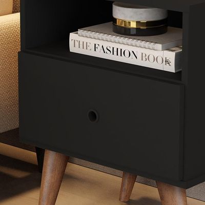 Mesa De Cabeceira Euro - Mdp 1 Gaveta Pintura Uv Preto - J3 Móveis