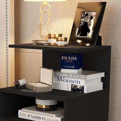 Mesa De Cabeceira Euro - Mdp 1 Gaveta Pintura Uv Preto - J3 Móveis