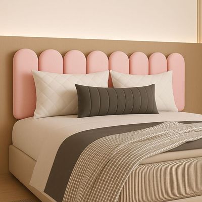 Cabeceira Queen Size Design Nuvem 45x20cm 8 Placas Em Suede Rosa Bebe