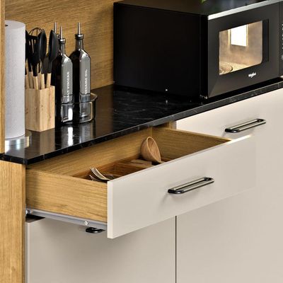 Armário De Cozinha Grazi Compacta Com 4 Portas E 1 Gaveta Ripado Off