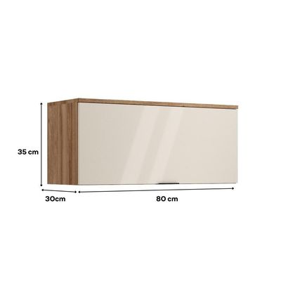 Armário Aéreo De Cozinha Miami 800mm 1 Porta Carraro Freijó Com Off White