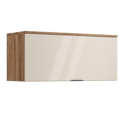 Armário Aéreo De Cozinha Miami 800mm 1 Porta Carraro Freijó Com Off White