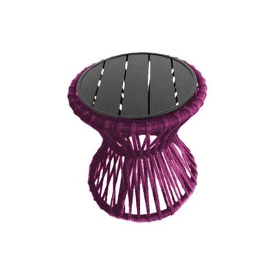Mesa De Centro Sol Em Corda Náutica E Base Em Alumínio Preta 70cm Rosa - Cor: Rosa