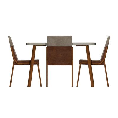 Conjunto de Mesa Retangular com Tampo MDP Petra Stellar e 4 Cadeiras Felipa Linho Areia e Caramelo