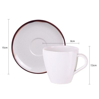 Jogo 12 Xícaras de Café com Pires 200ml Porcelana Tramontina Canyon Chá Capuccino Mesa Posta