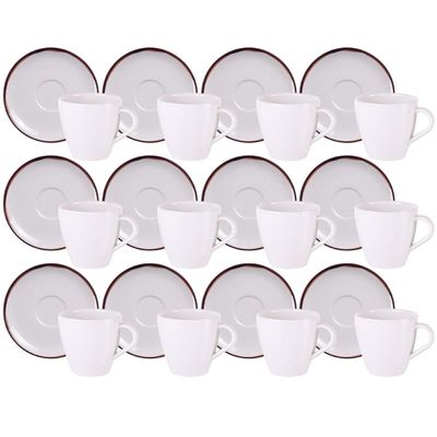Jogo 12 Xícaras de Café com Pires 200ml Porcelana Tramontina Canyon Chá Capuccino Mesa Posta