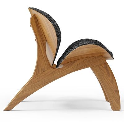 Poltrona Decorativa Orgânica Sala Living Kadosh L02 Linho Chumbo - Lyam Decor