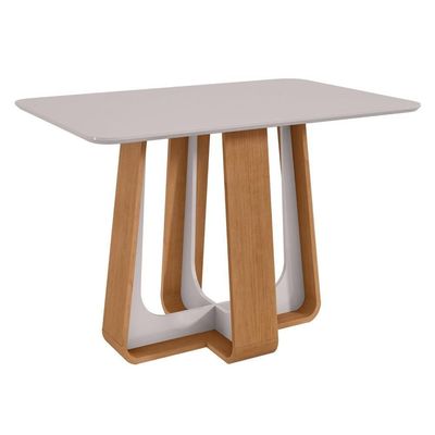 Mesa De Jantar Retangular 4 Lugares 120 Tampo Mdf/vidro Easy Pop Amendoa/off White