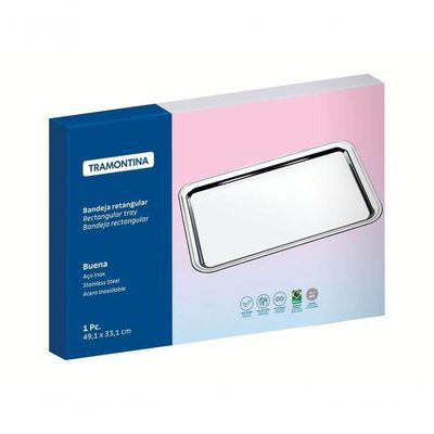 Bandeja Retangular Tramontina Buena Em Aço Inox 49x33cm