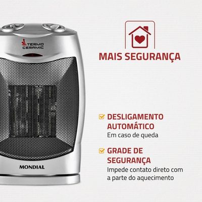 Aquecedor Mondial A-05 Preto Com Prata 110V