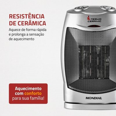 Aquecedor Mondial A-05 Preto Com Prata 110V