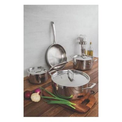 Caçarola Funda Tramontina Grano 20cm Em Inox Com Corpo Triplo