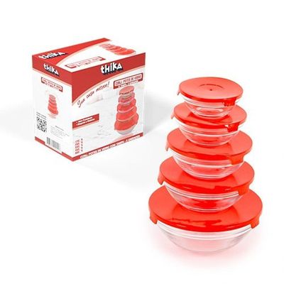 Conjunto 5 Potes De Vidro Hermetico Com Tampa Kit Vasilha Hermética Para Guardar Comida Doce Feijão Na Geladeira Sortido