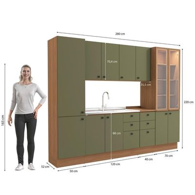 Cozinha Modulada Pixel Kappesberg 100% Mdp Canela-verde Frevo 280cm