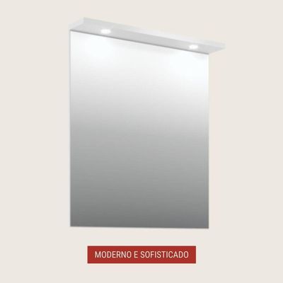 Espelho Para Banheiro Com Led 80cm Mdf Rosa - On Móveis