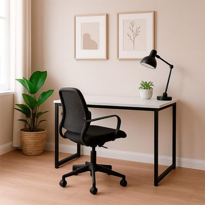 Mesa de Escritório Workspace Branca e Preta 90 cm