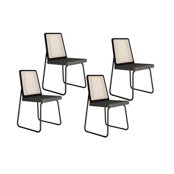 Cadeira Sala De Jantar Wood 1751 Kit 4 Uni Preto-linho Grafite - Carraro