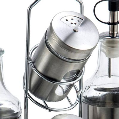 Galheteiro com Suporte em Aço Inox Dynasty 4 Peças Aço Inox