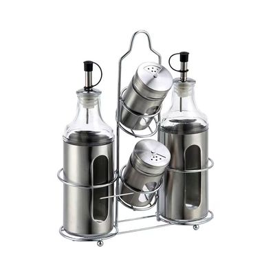 Galheteiro com Suporte em Aço Inox Dynasty 4 Peças Aço Inox